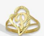 10K Gold Drifting Heart Initial Ring (small)