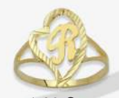 10K Gold Drifting Heart Initial Ring (small)