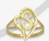 10K Gold Drifting Heart Initial Ring (small)