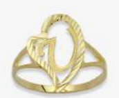 10K Gold Drifting Heart Initial Ring (small)