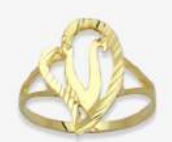 10K Gold Drifting Heart Initial Ring (small)