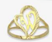 10K Gold Drifting Heart Initial Ring (small)