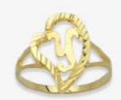 10K Gold Drifting Heart Initial Ring (small)