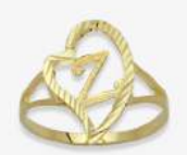 10K Gold Drifting Heart Initial Ring (small)