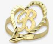 10K Gold Drifting Heart Initial Ring (medium)