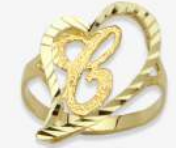 10K Gold Drifting Heart Initial Ring (medium)