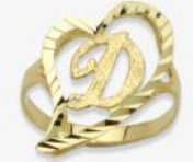 10K Gold Drifting Heart Initial Ring (medium)