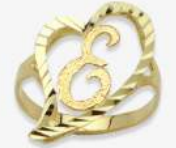 10K Gold Drifting Heart Initial Ring (medium)