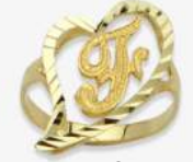 10K Gold Drifting Heart Initial Ring (medium)