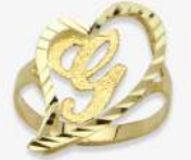 10K Gold Drifting Heart Initial Ring (medium)