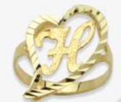 10K Gold Drifting Heart Initial Ring (medium)