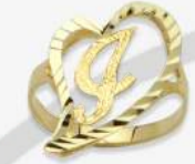 10K Gold Drifting Heart Initial Ring (medium)