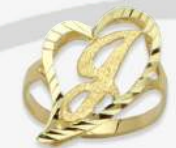 10K Gold Drifting Heart Initial Ring (medium)