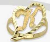 10K Gold Drifting Heart Initial Ring (medium)