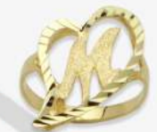 10K Gold Drifting Heart Initial Ring (medium)