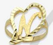 10K Gold Drifting Heart Initial Ring (medium)