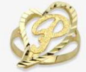 10K Gold Drifting Heart Initial Ring (medium)