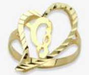 10K Gold Drifting Heart Initial Ring (medium)