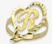 10K Gold Drifting Heart Initial Ring (medium)