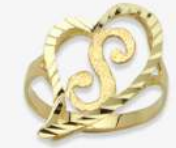 10K Gold Drifting Heart Initial Ring (medium)