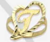 10K Gold Drifting Heart Initial Ring (medium)