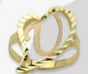 10K Gold Drifting Heart Initial Ring (medium)