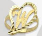 10K Gold Drifting Heart Initial Ring (medium)