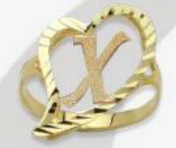 10K Gold Drifting Heart Initial Ring (medium)