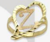 10K Gold Drifting Heart Initial Ring (medium)