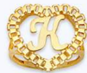 10K Gold RX Heart Initial Ring (small)