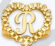 10K Gold RX Heart Initial Ring (small)