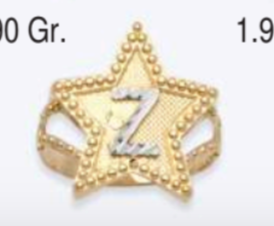 10K Gold Star Initial Ring