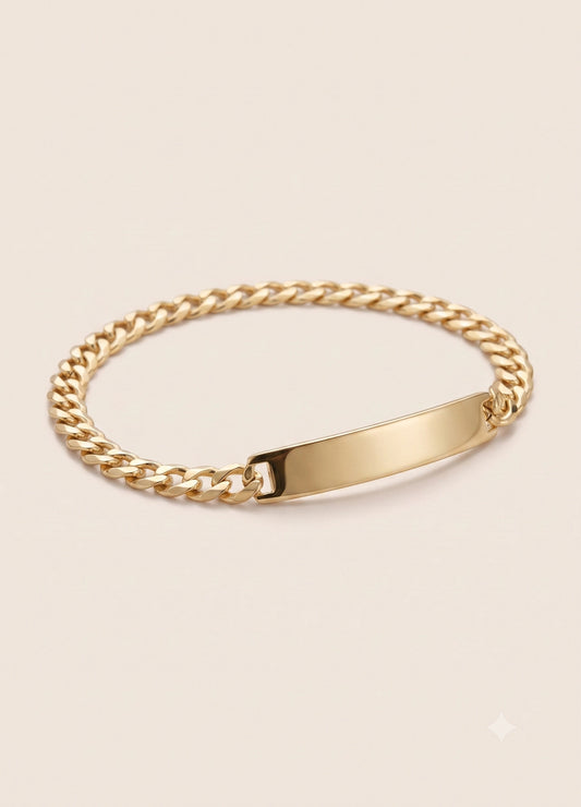 10K Gold 5mm Solid Cuban ID Bracelet