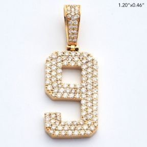 10KY 1.00CTW DIAMOND #9 PENDANT