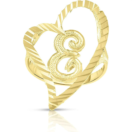 10K Gold Drifting Heart Initial Ring (medium)