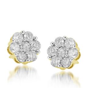 10K Gold CZ Flower Earrings large (14mm)