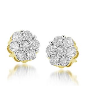 Diamond Flower earrings 7-stone 10K 0.33ctw