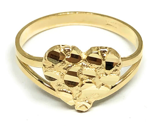 10K Gold Ladies Heart Nugget Ring (medium / 15mm)