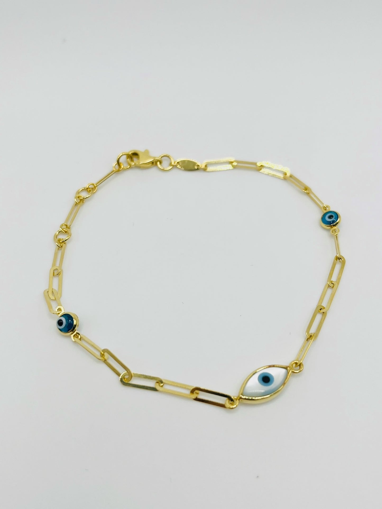 10K Gold Designer Bracelet - Blue Evil Eye