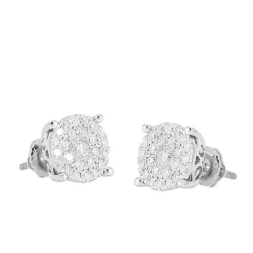 Diamond Cluster Earrings 14K 0.35ctw