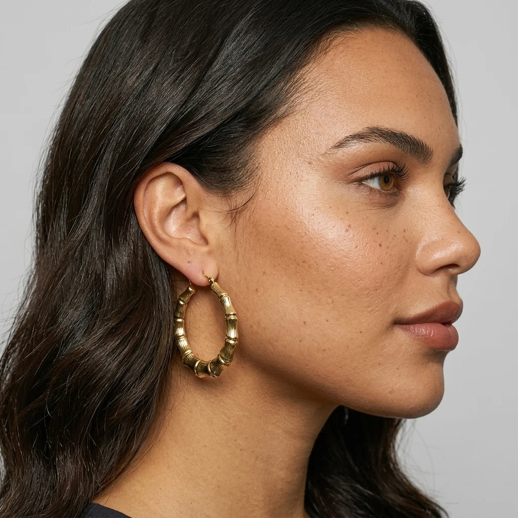 Hoop Earrings — On Model - Close-up Detail | Generated by Modelize
