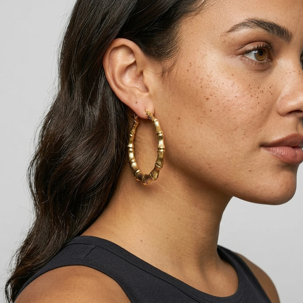 Hoop Earrings — On Model - Close-up Detail | Generated by Modelize
