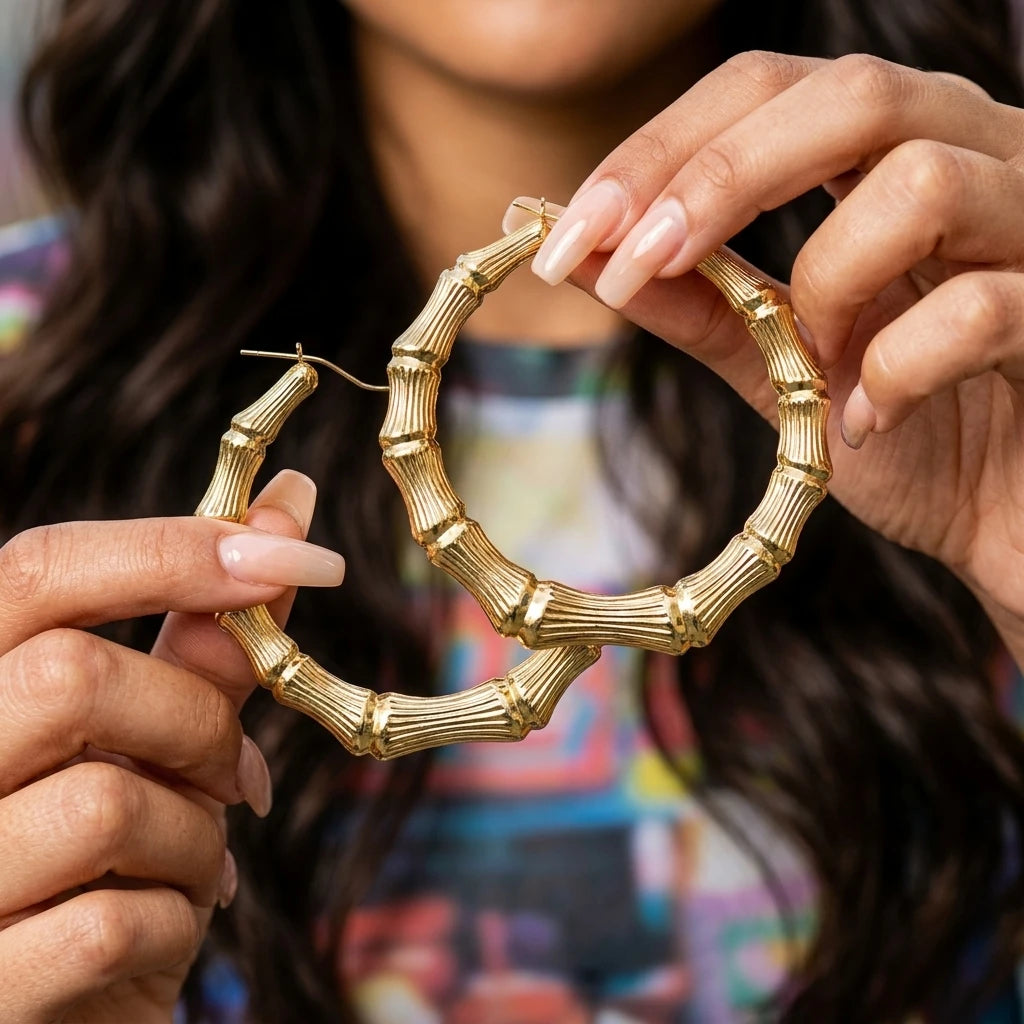Hoop Earrings — On Model - Jewelry Hands Detail | Generated by Modelize
