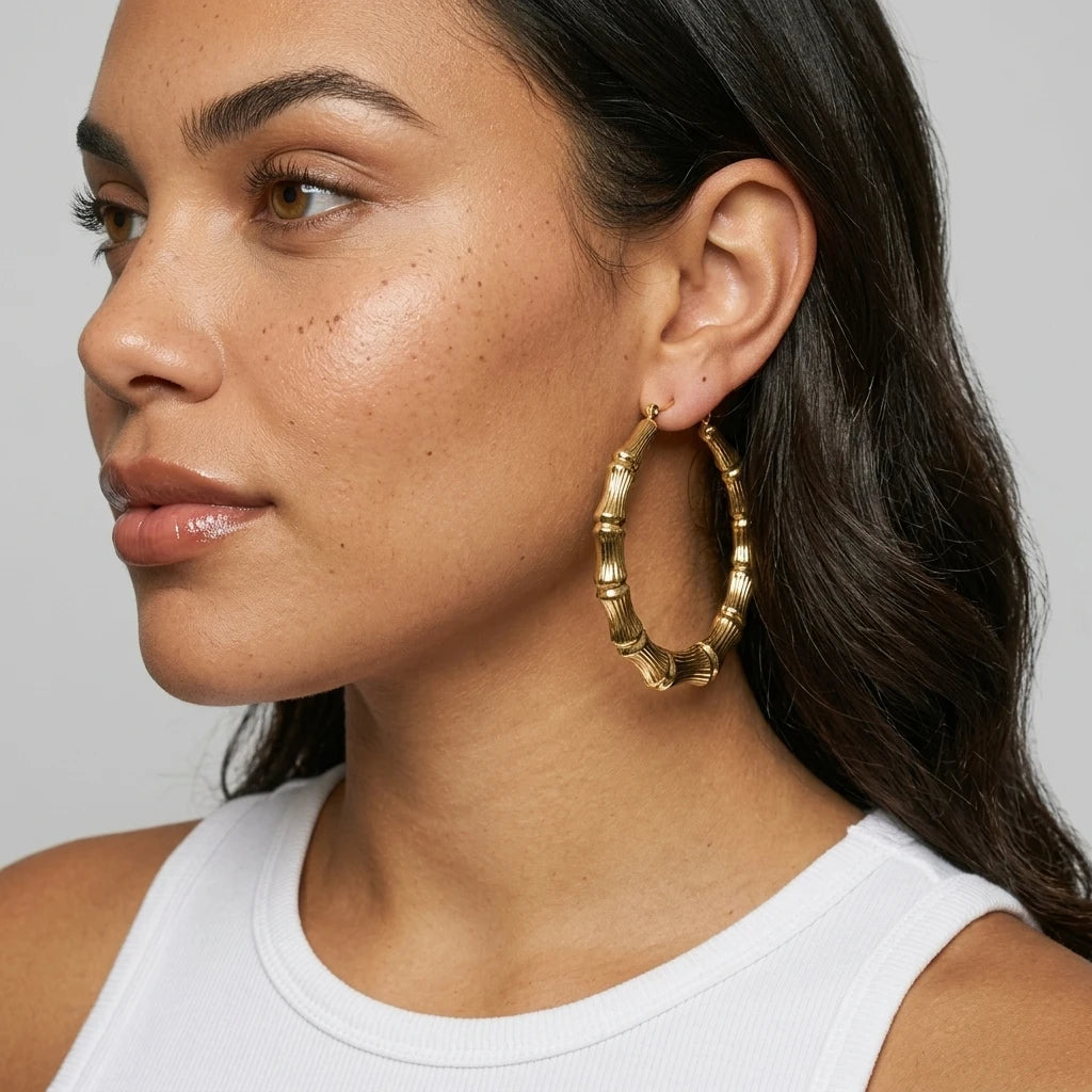 Hoop Earrings — On Model - Close-up Detail | Generated by Modelize