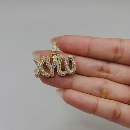 10K Gold Natural Diamond Bubble Nameplate (Custom)