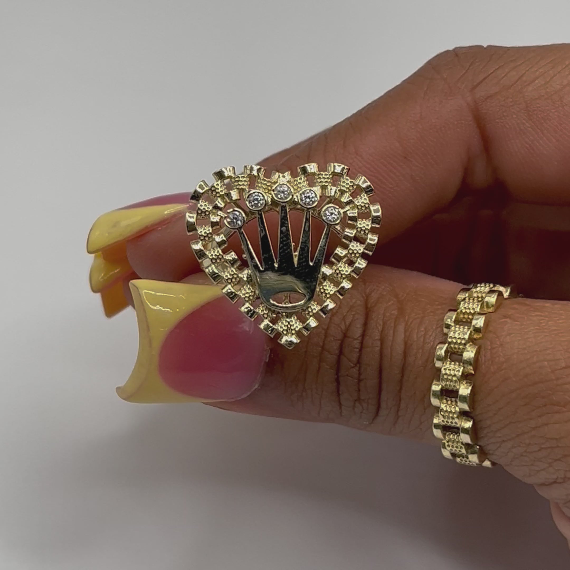 10k Gold RX Heart Crown Cz Ring (Large) – Candy Jewelers