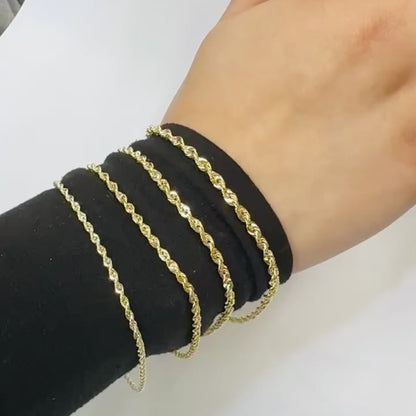 14K Gold Hollow Rope Bracelet 3.5MM
