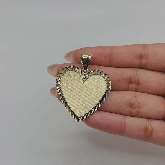 14K Gold Heart Picture Pendant | Face Size: 38mm