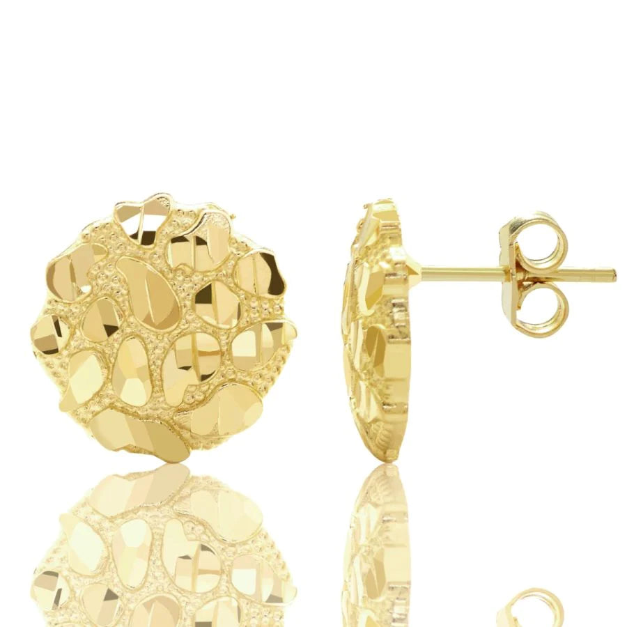 10K Gold 22mm Round Nugget Earrings (XL)