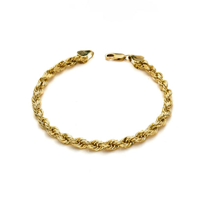10K Gold Hollow Diamond Cut Rope Bracelet 5MM